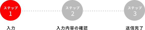 ステップ１ 入力 ステップ２ 入力内容の確認 ステップ３ 送信完了